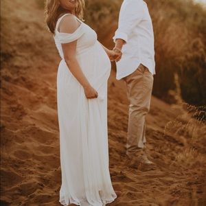 Pink blush maternity gown white